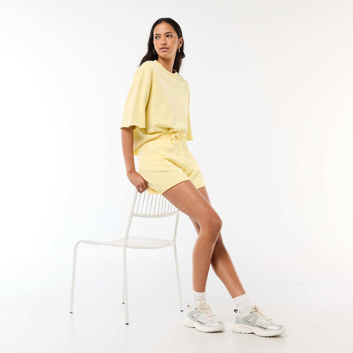 Short en French Terry uni JAUNE