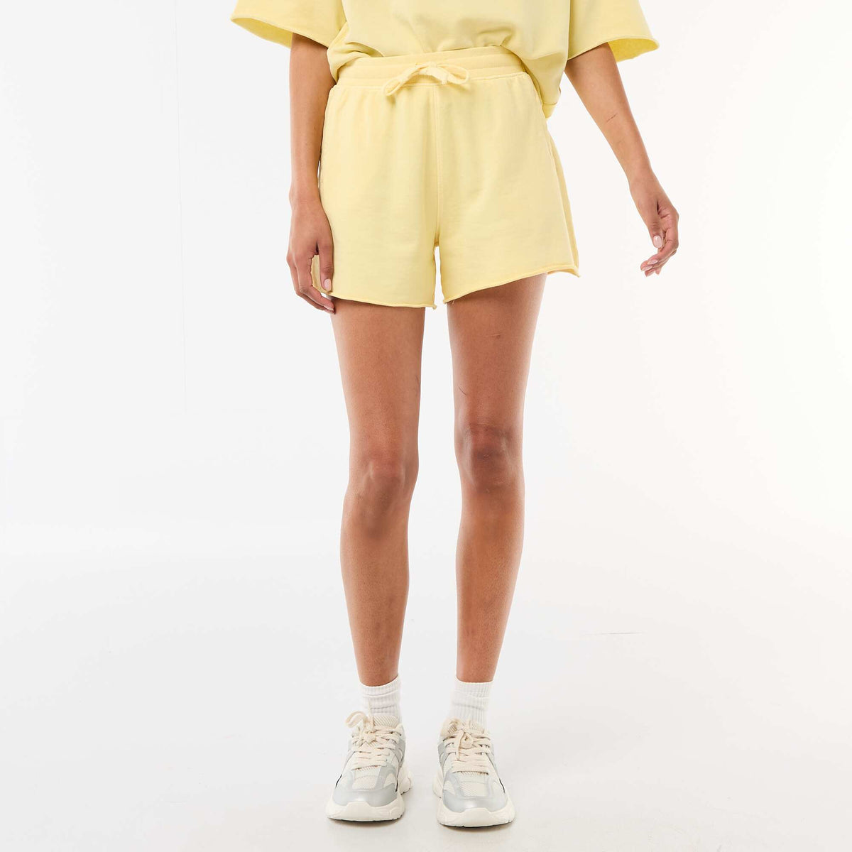 Short en French Terry uni JAUNE