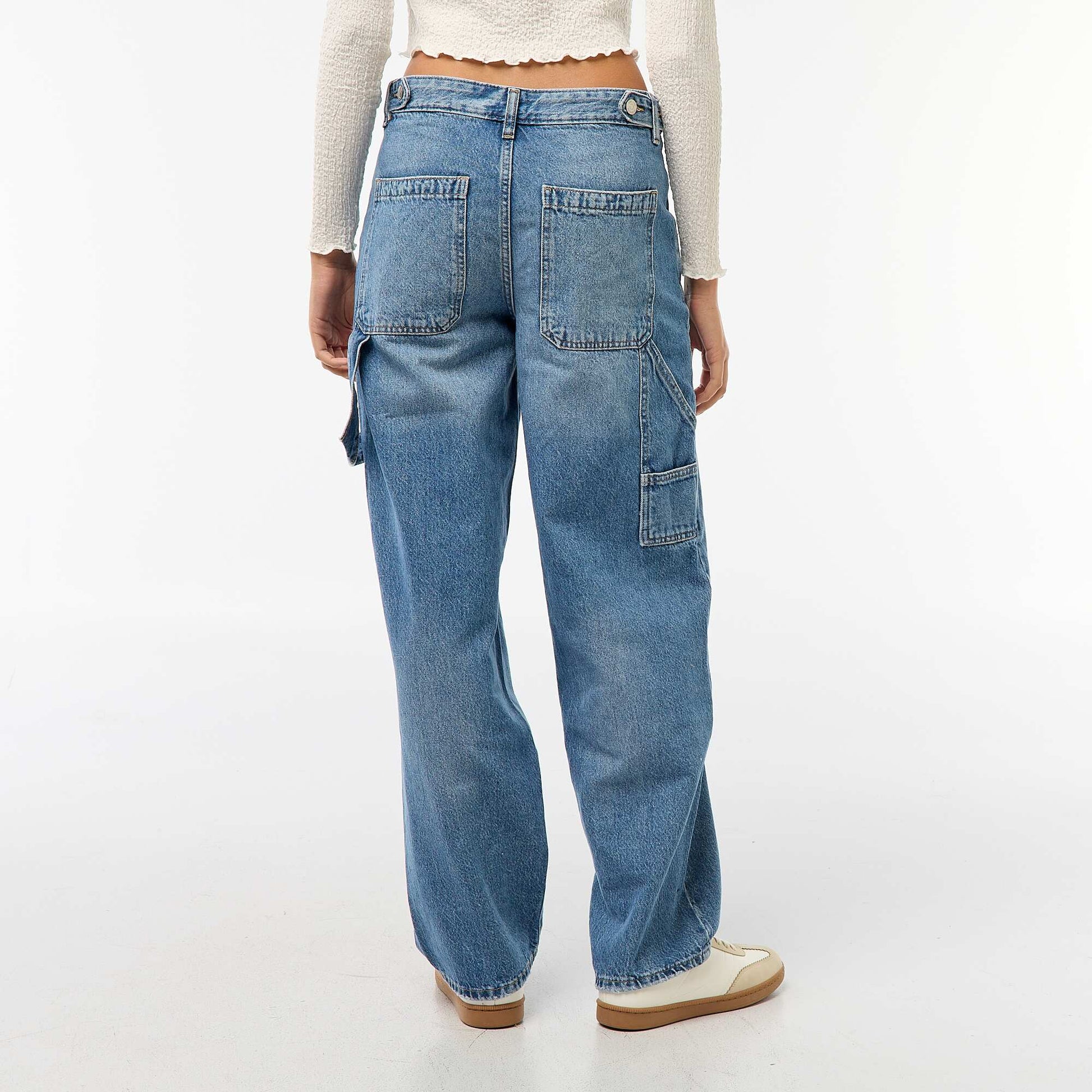 Jean baggy avec abrasion fantaisie BLEU