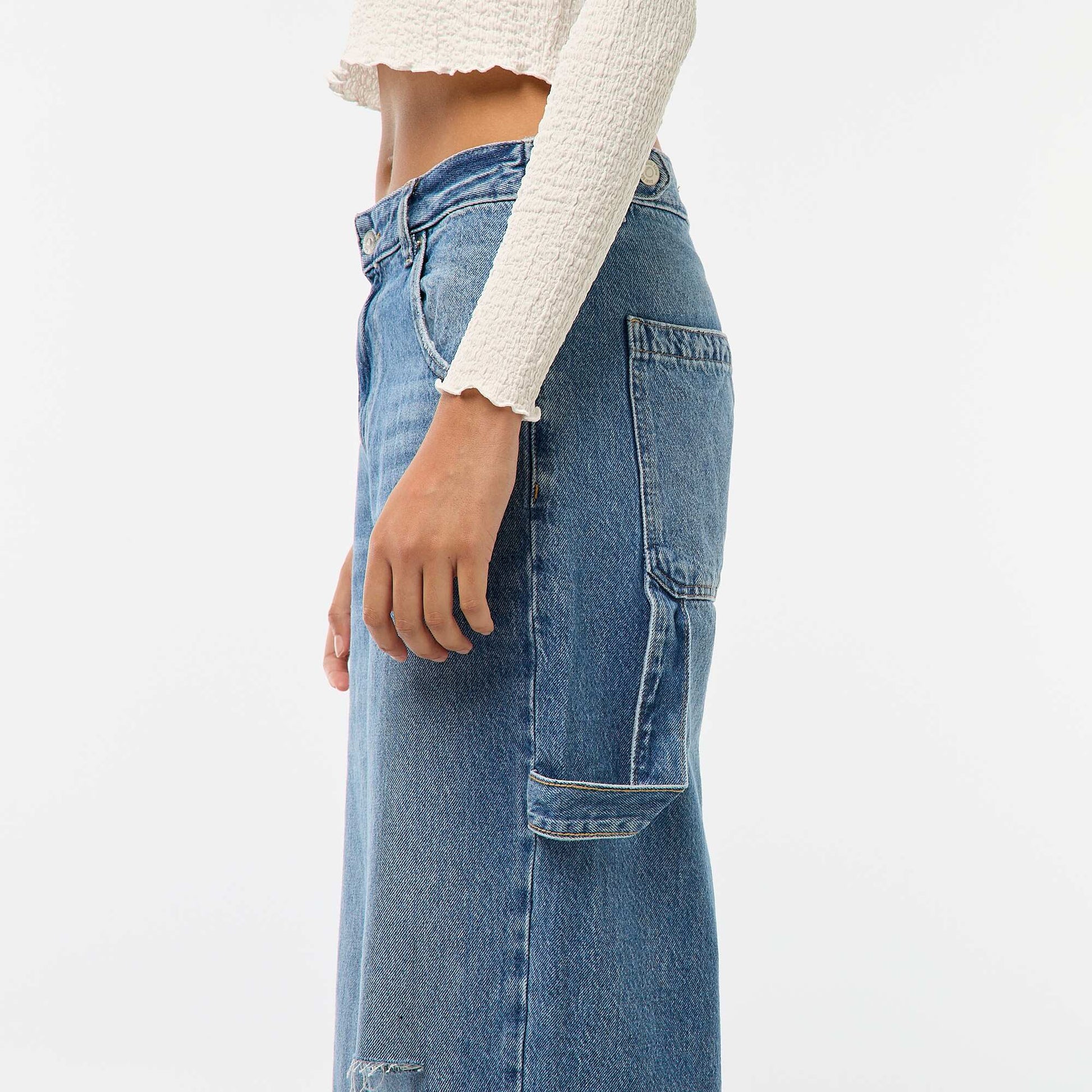 Jean baggy avec abrasion fantaisie BLEU