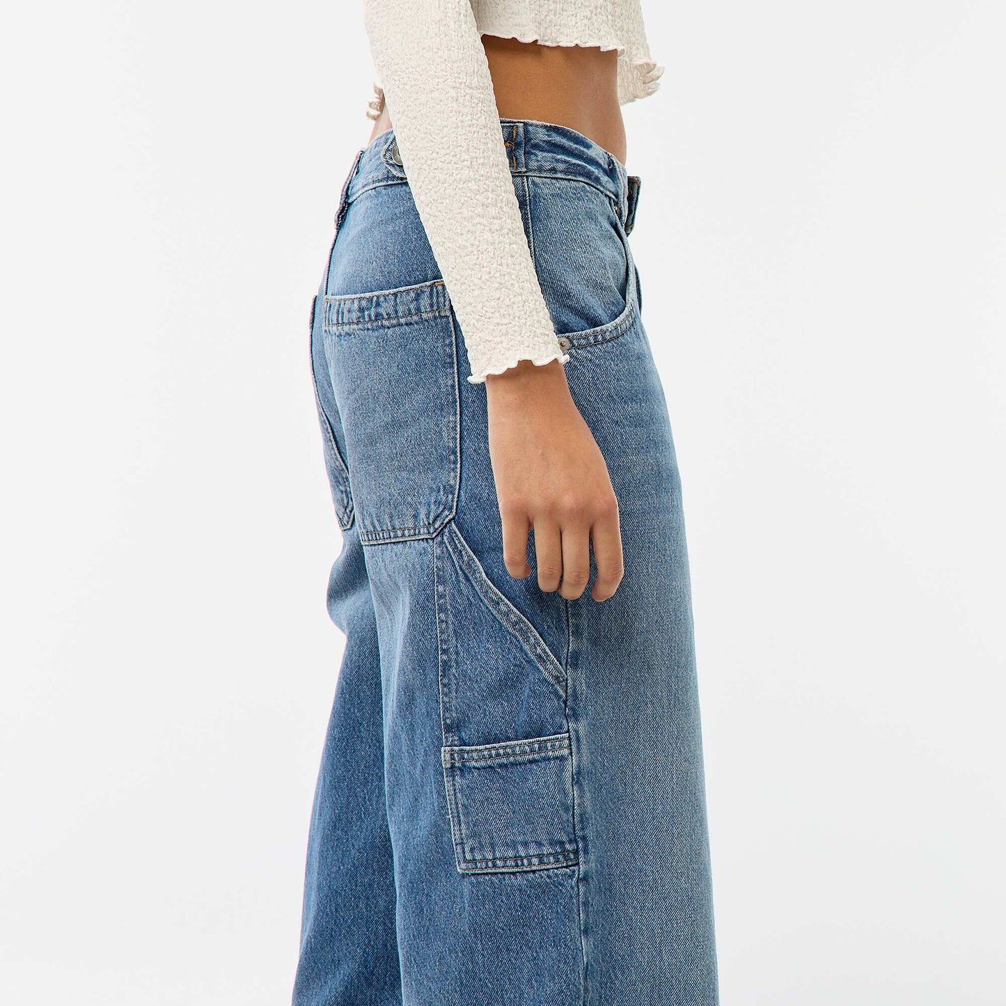 Jean baggy avec abrasion fantaisie BLEU