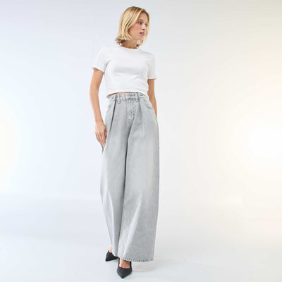 Jean wide leg taille haute GRIS