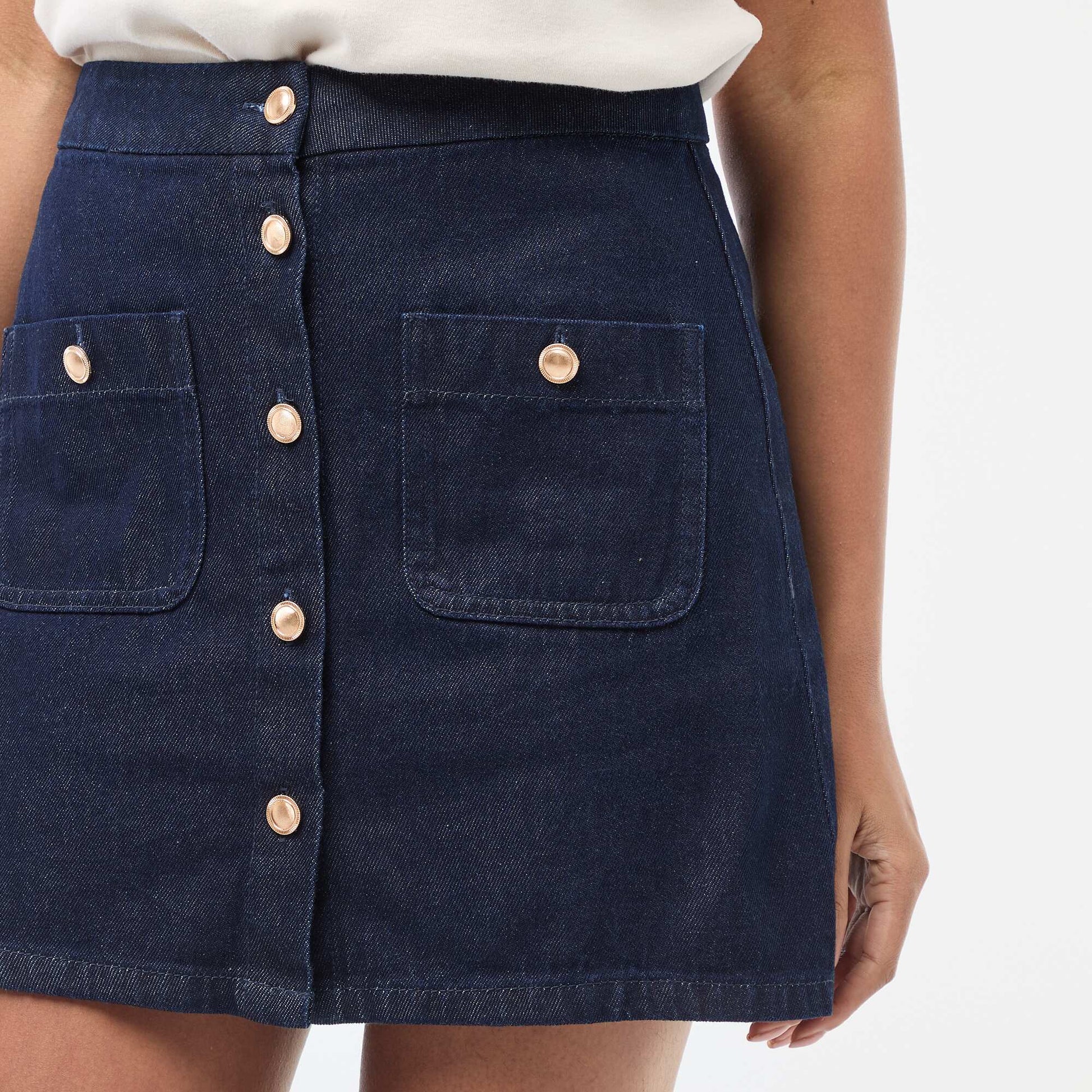 Jupe courte en denim BLEU