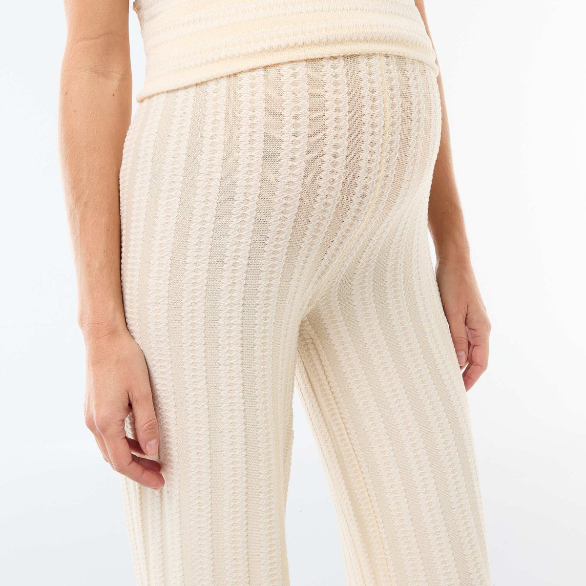 Pantalon de maternité en maille rayé BLANC
