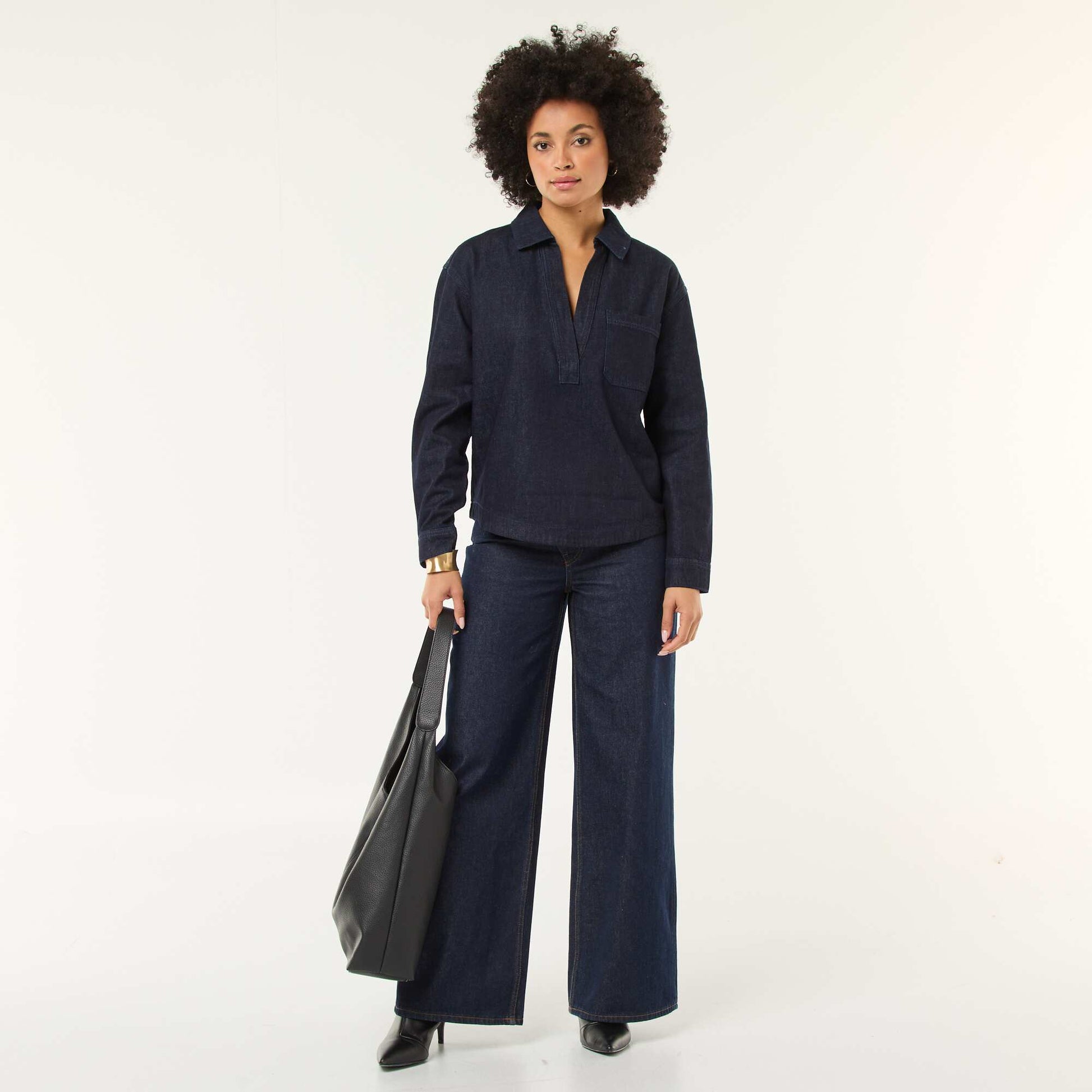 Chemise denim manches longues BLEU