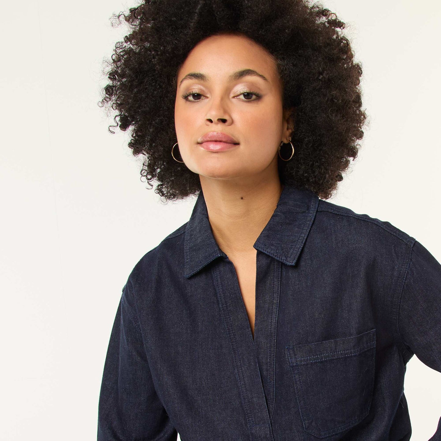 Chemise denim manches longues BLEU