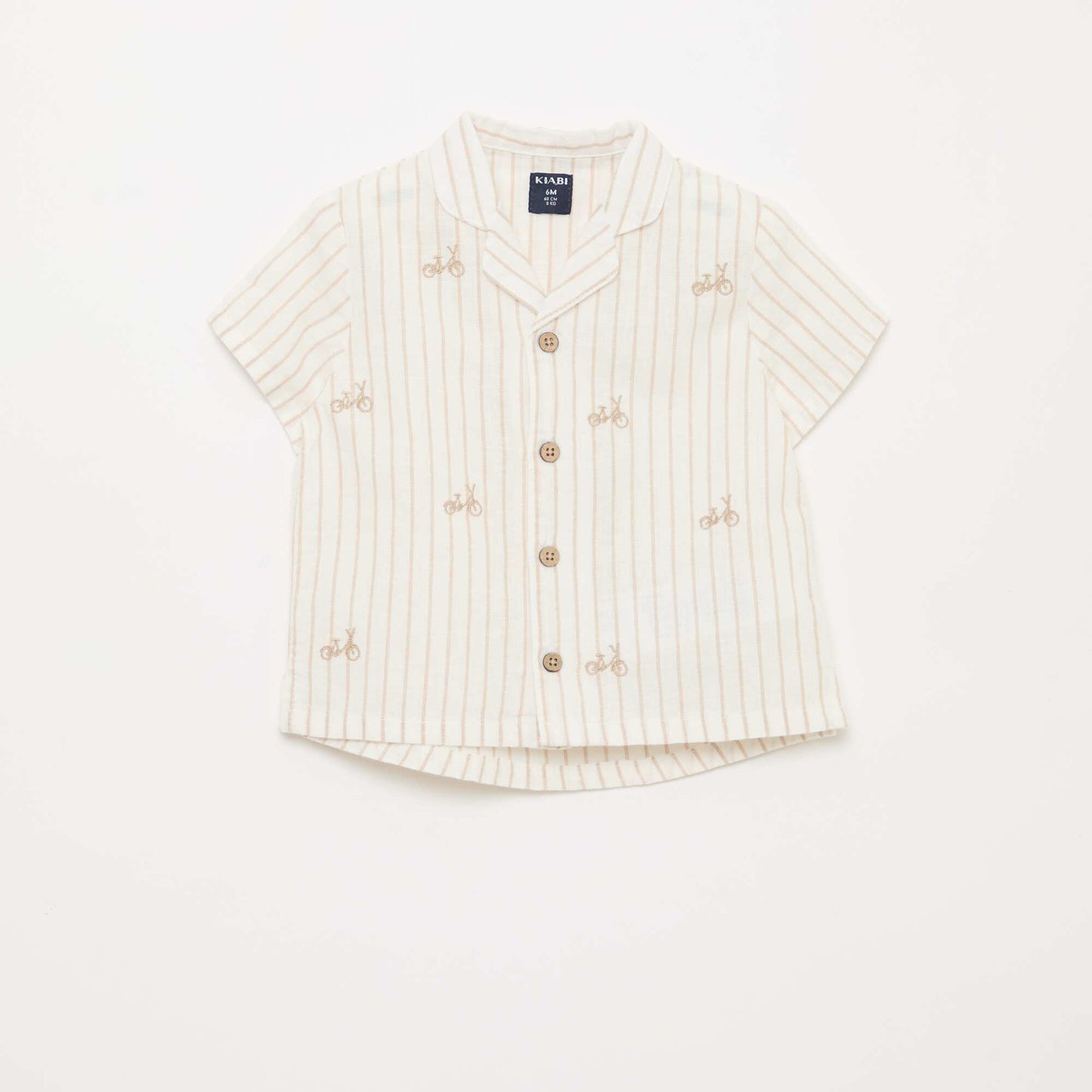 Chemise rayée et à motif à manches courtes BLANC