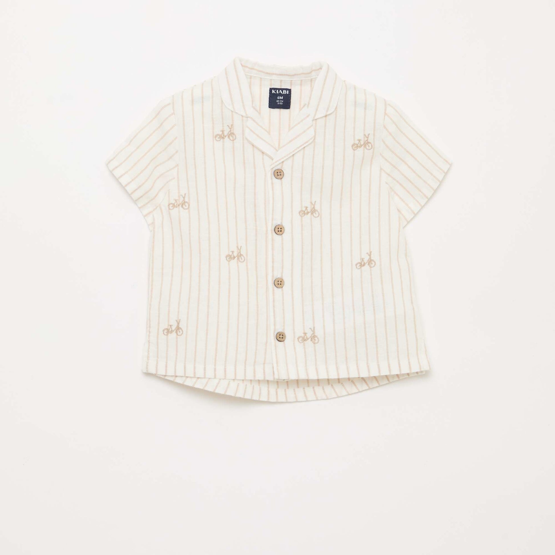 Chemise rayée et à motif à manches courtes BLANC