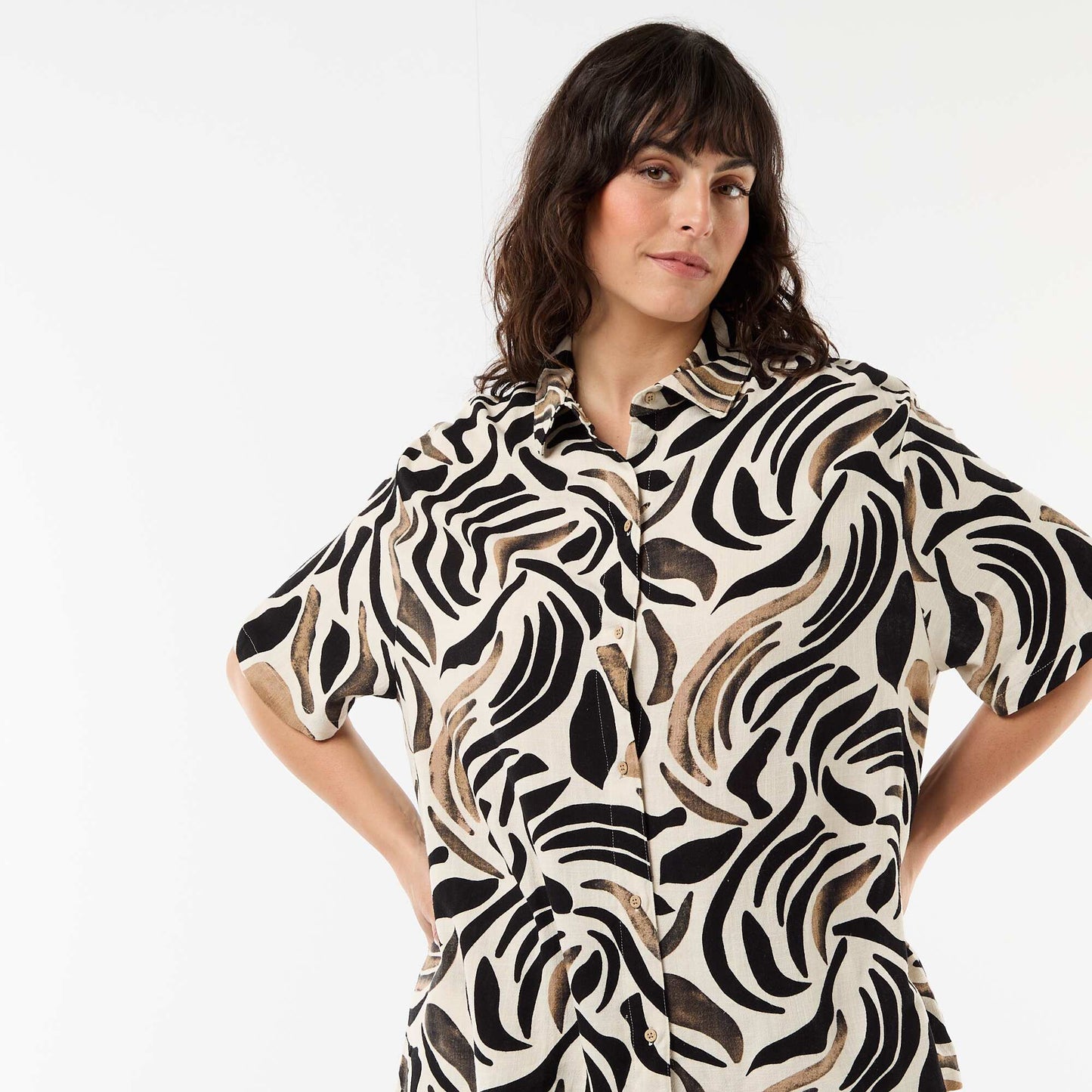 Chemise à manches courtes boutonnée NOIR