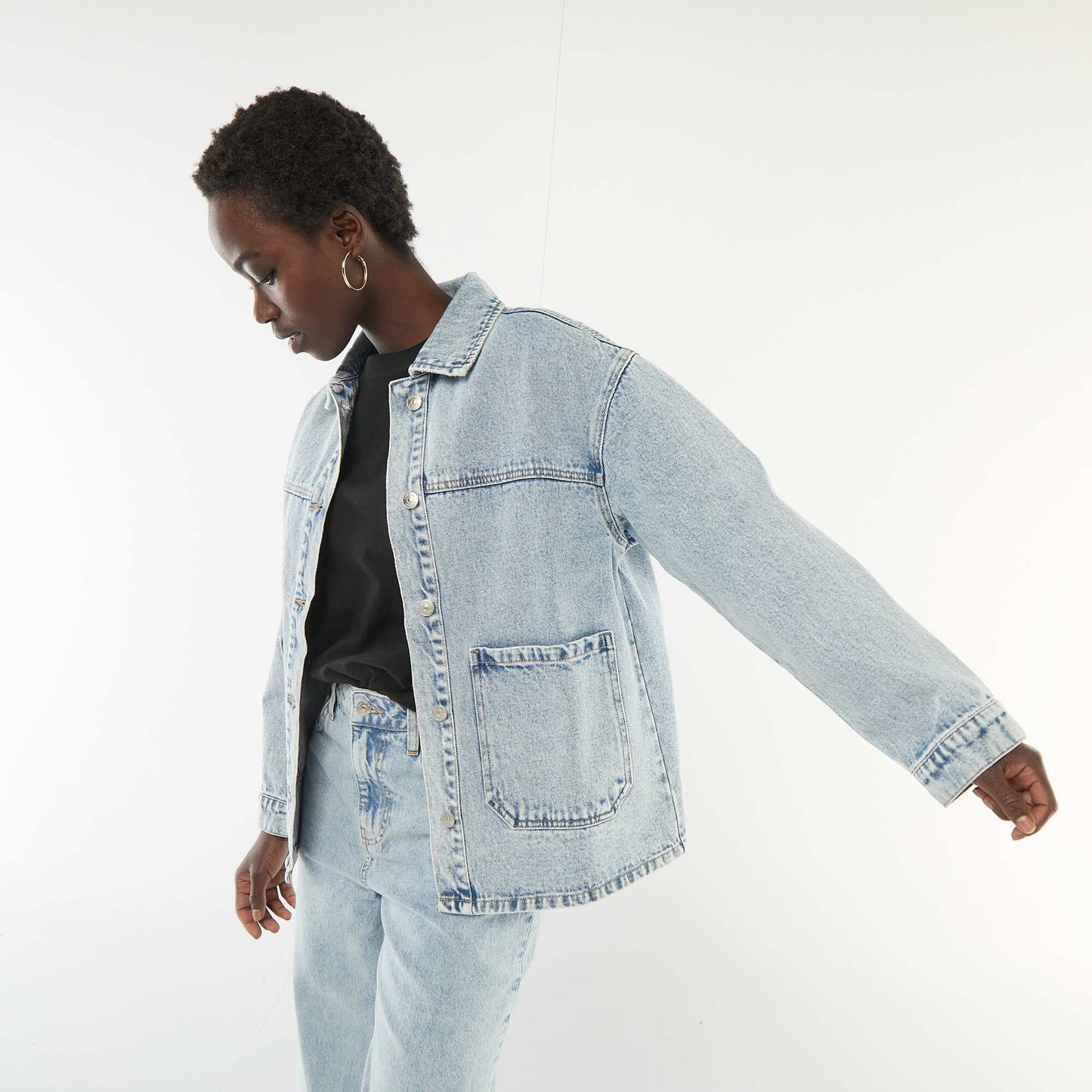Veste en jean à poches plaquées BLEU