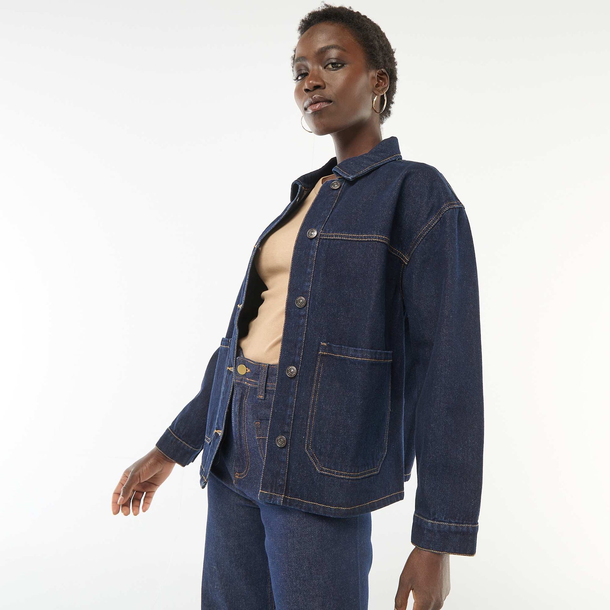 Veste en jean à poches plaquées BLEU