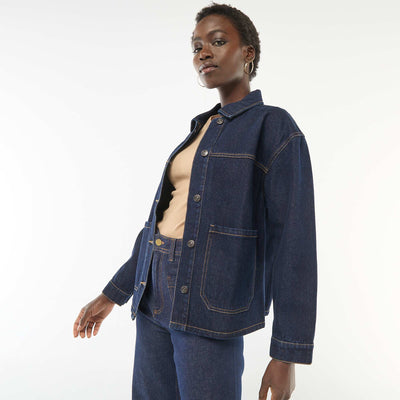 Veste en jean à poches plaquées BLEU