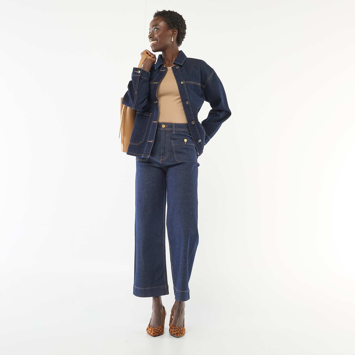 Veste en jean à poches plaquées BLEU
