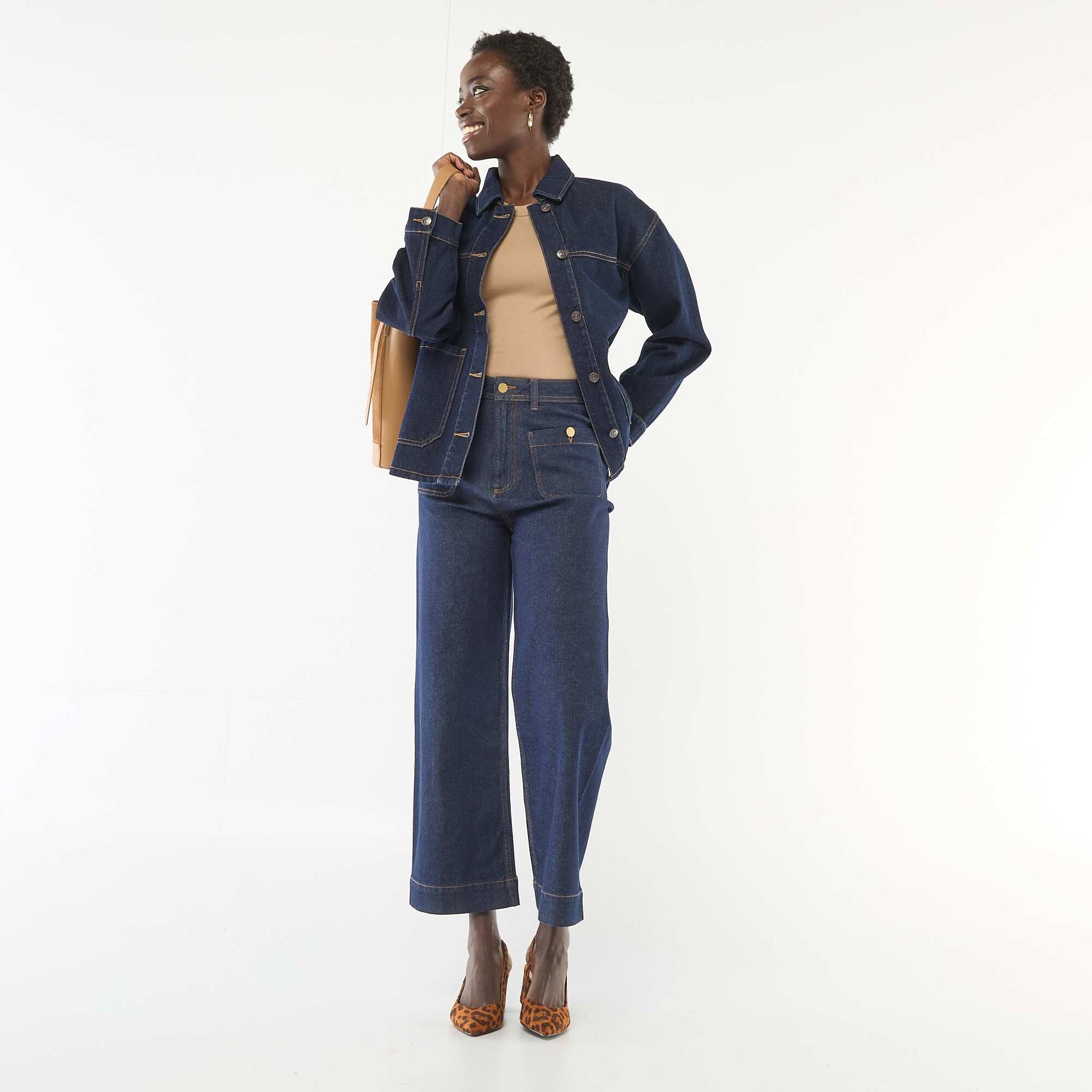 Veste en jean à poches plaquées BLEU