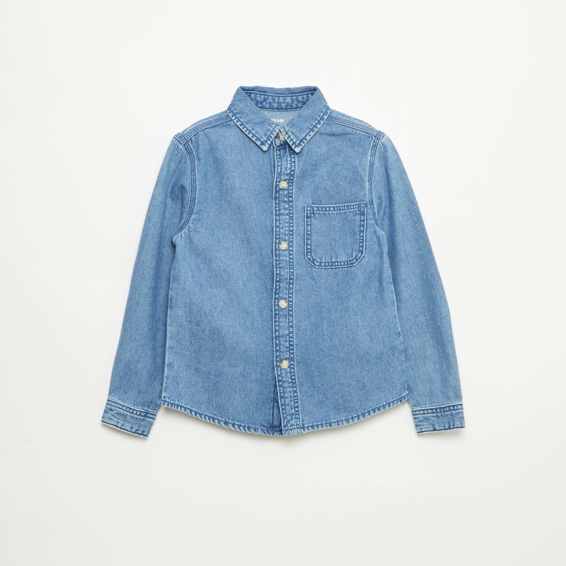 Chemise en jean avec poche poitrine BLEU