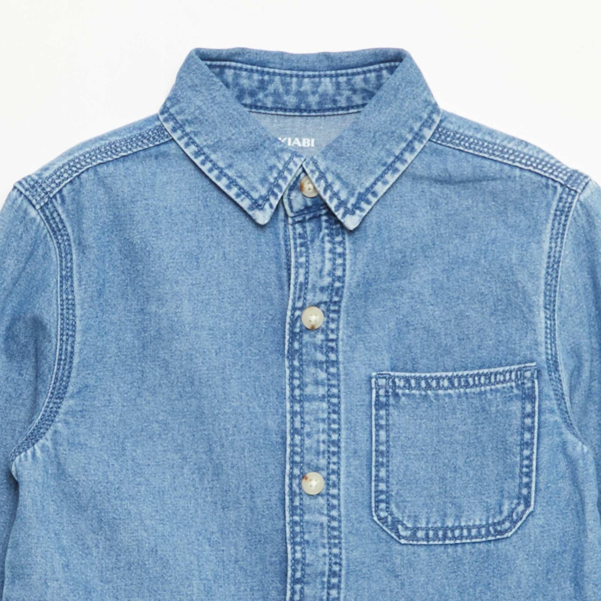 Chemise en jean avec poche poitrine BLEU