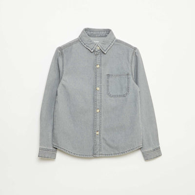 Chemise en jean avec poche poitrine GRIS
