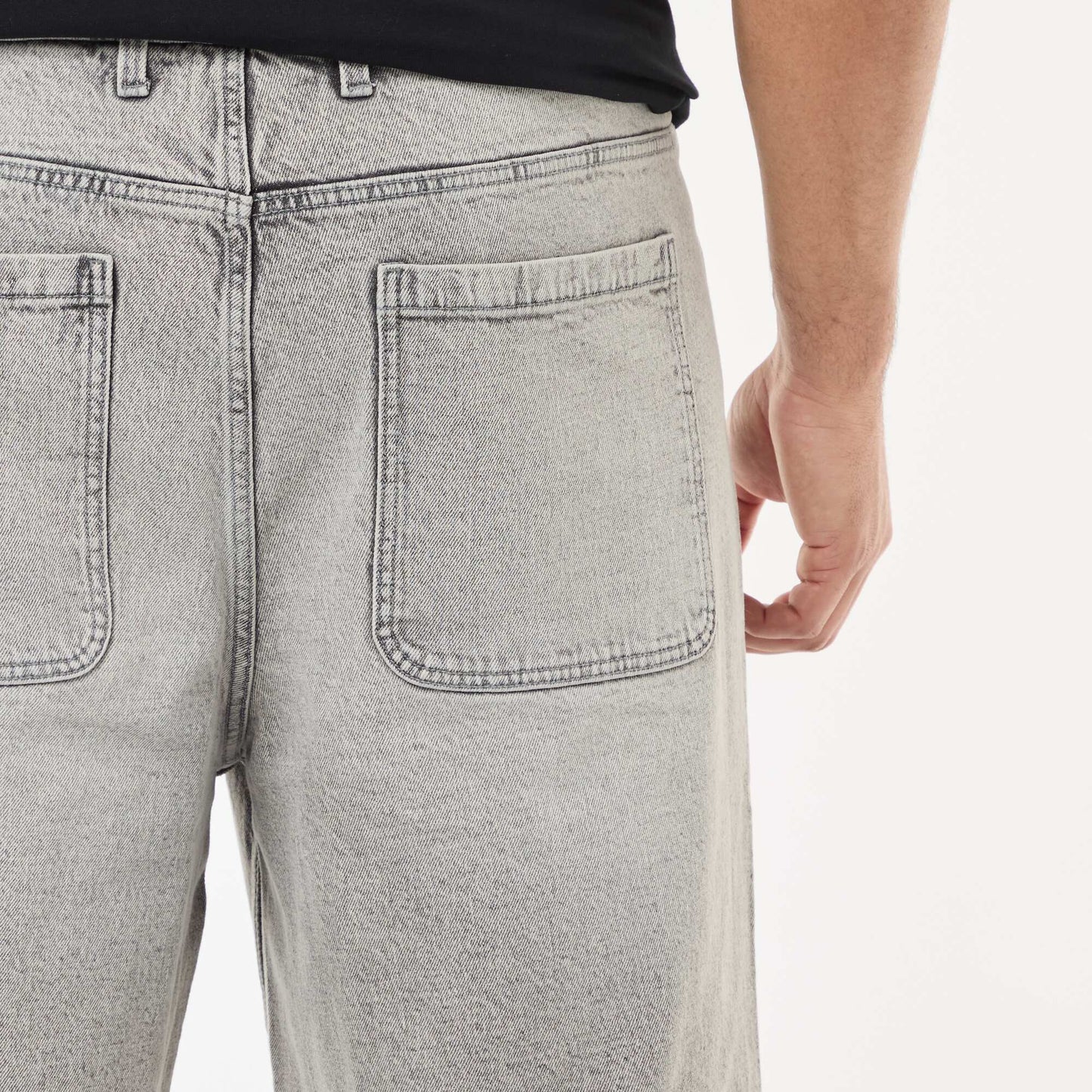 Pantalon denim coupe relaxed fit GRIS