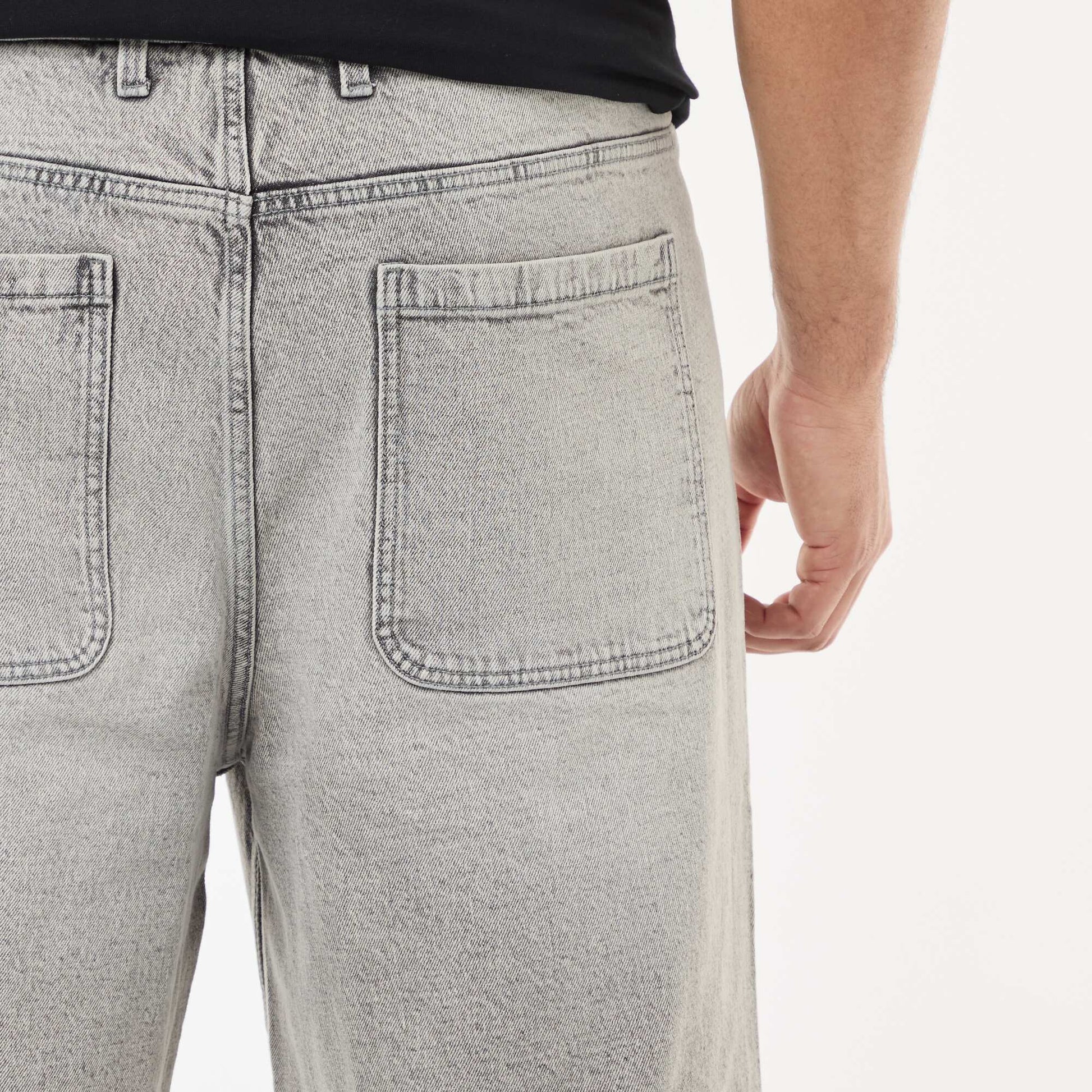 Pantalon denim coupe relaxed fit GRIS