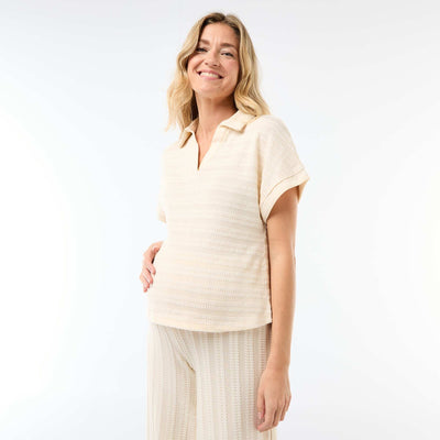 T-shirt forme polo coloré BLANC