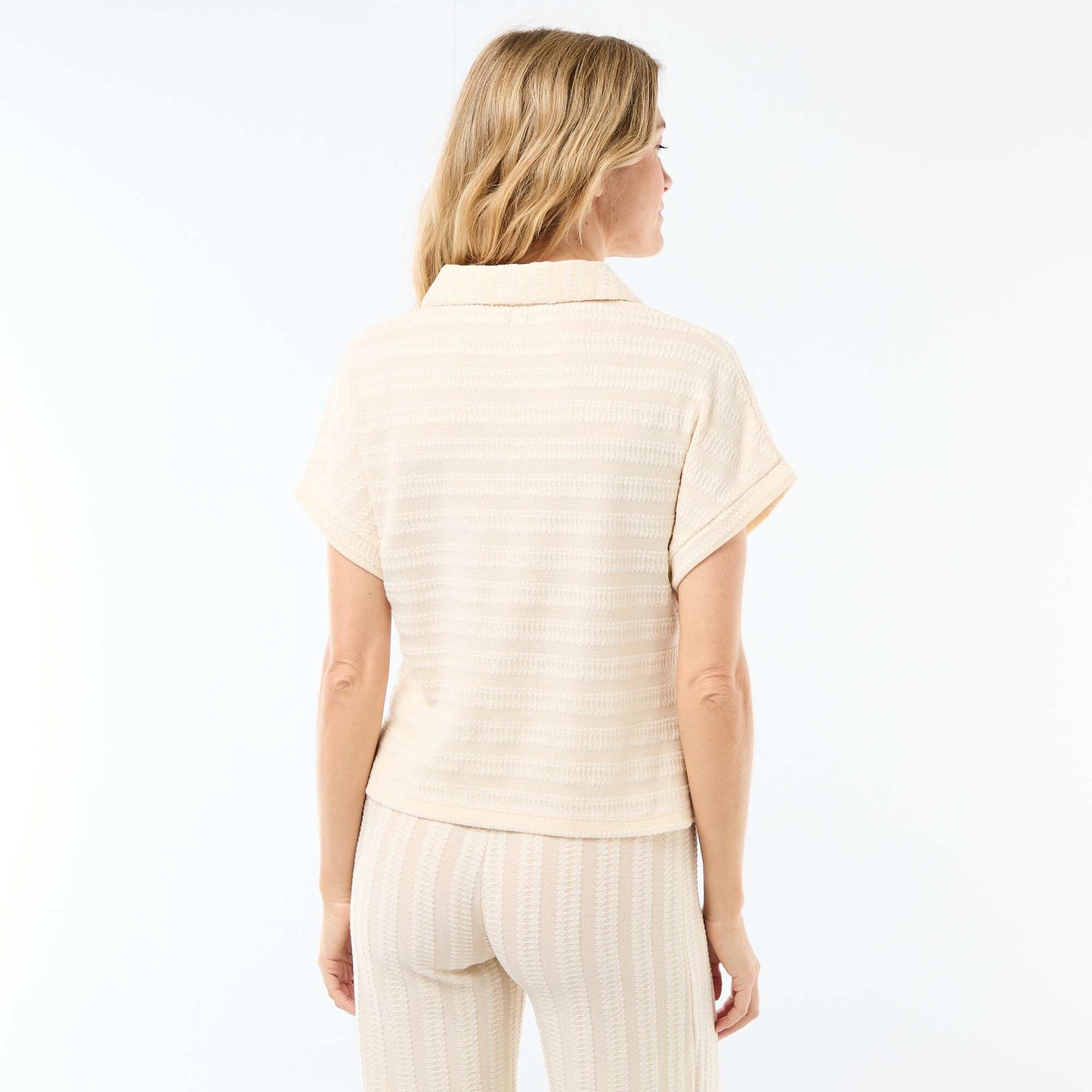 T-shirt forme polo coloré BLANC