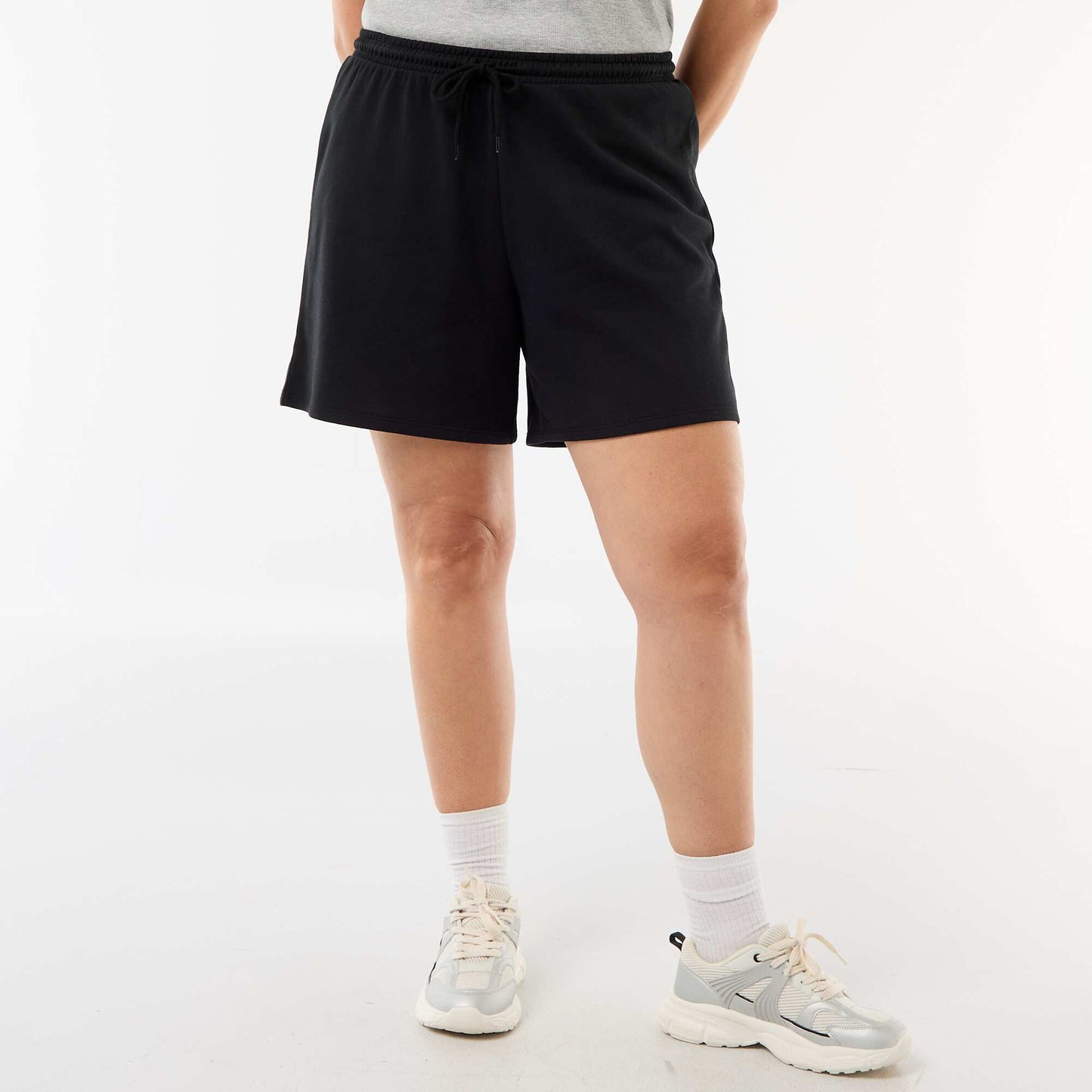 Short en molleton léger uni NOIR