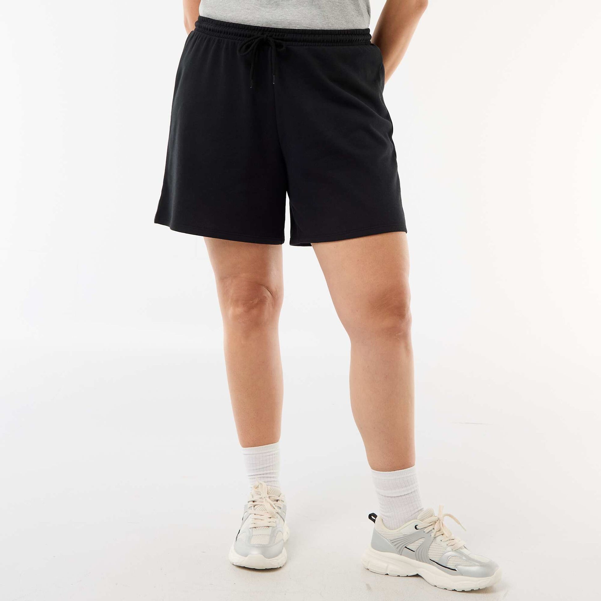 Short en molleton léger uni NOIR