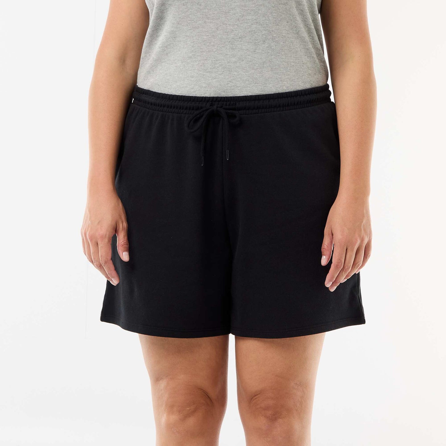 Short en molleton léger uni NOIR