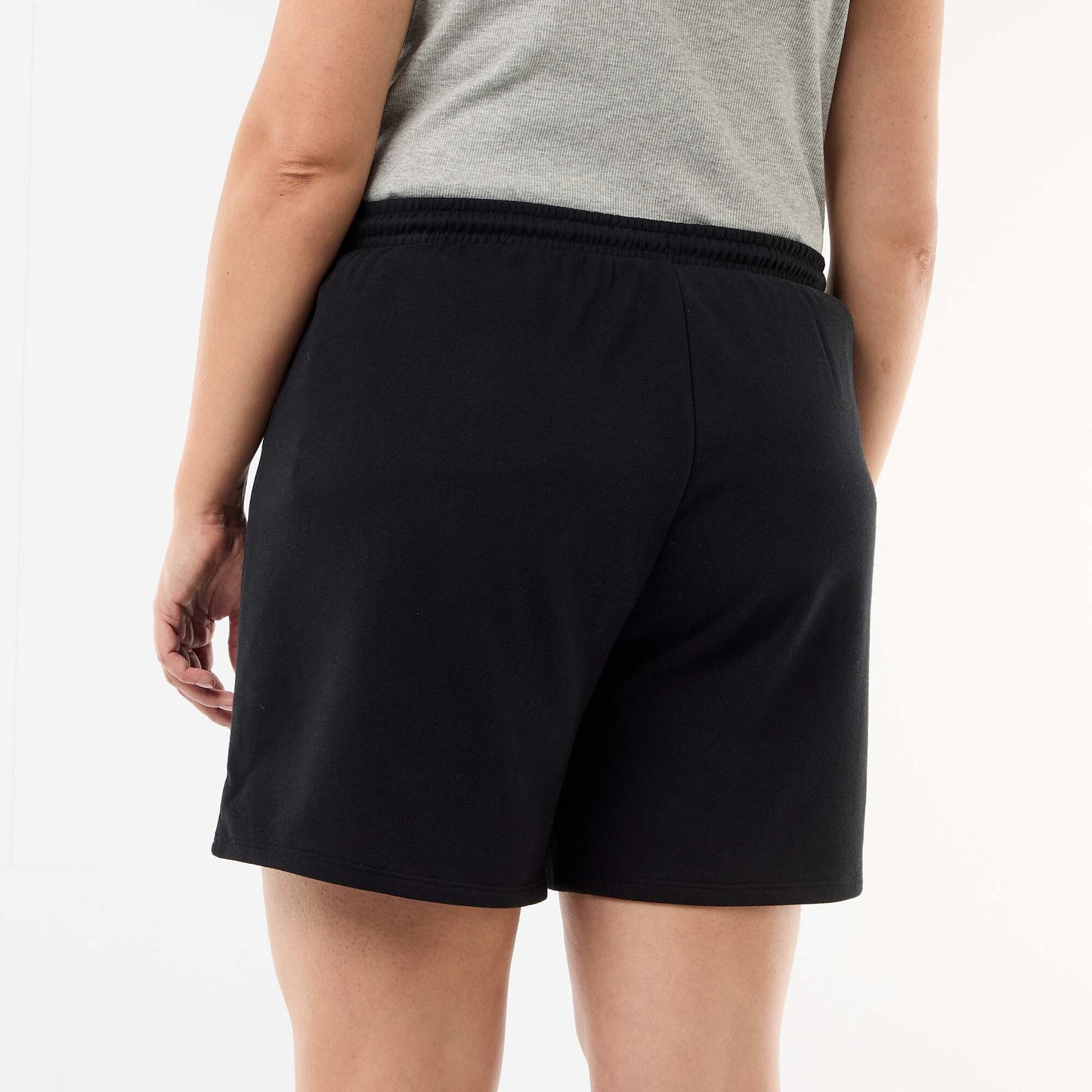 Short en molleton léger uni NOIR
