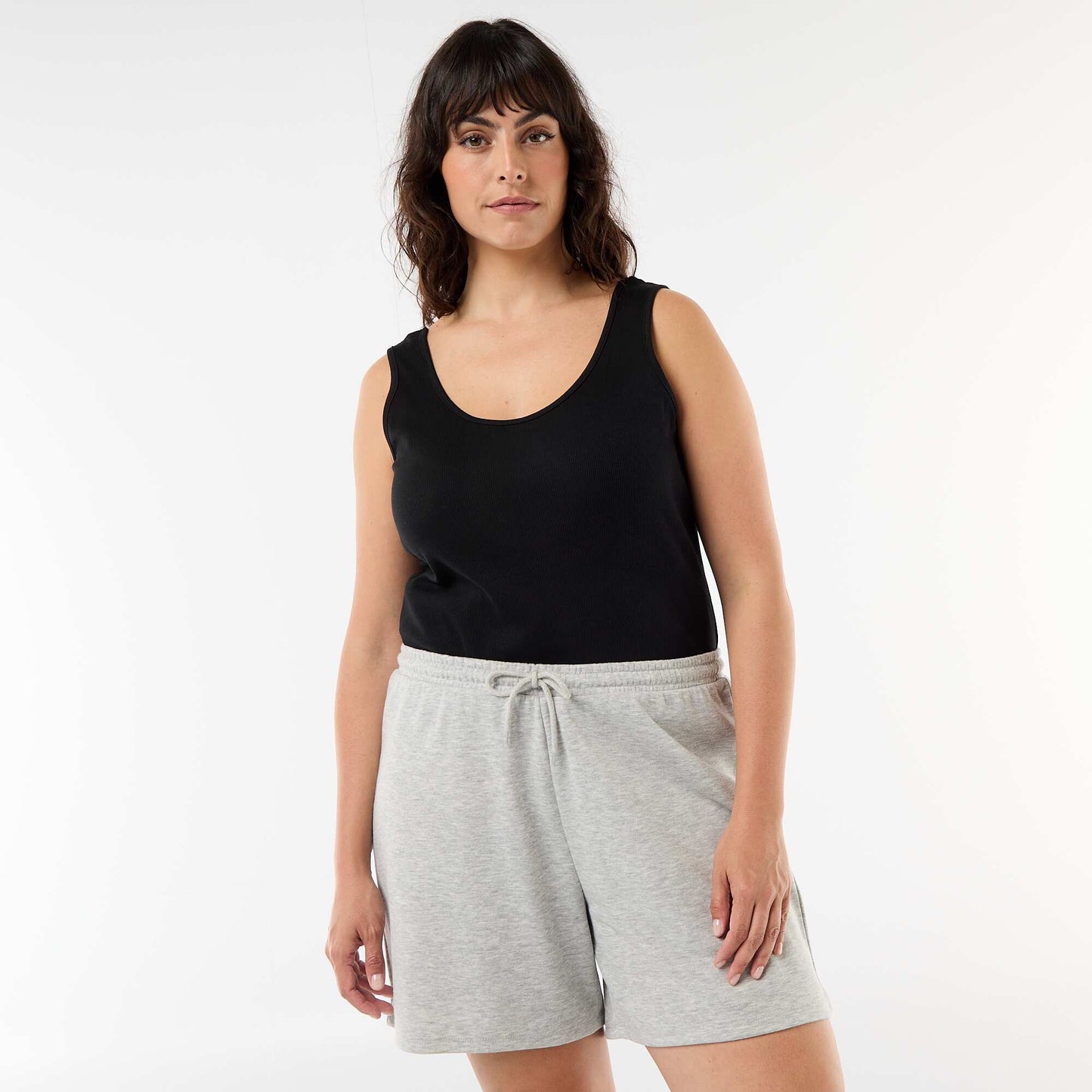 Short en molleton léger uni GRIS