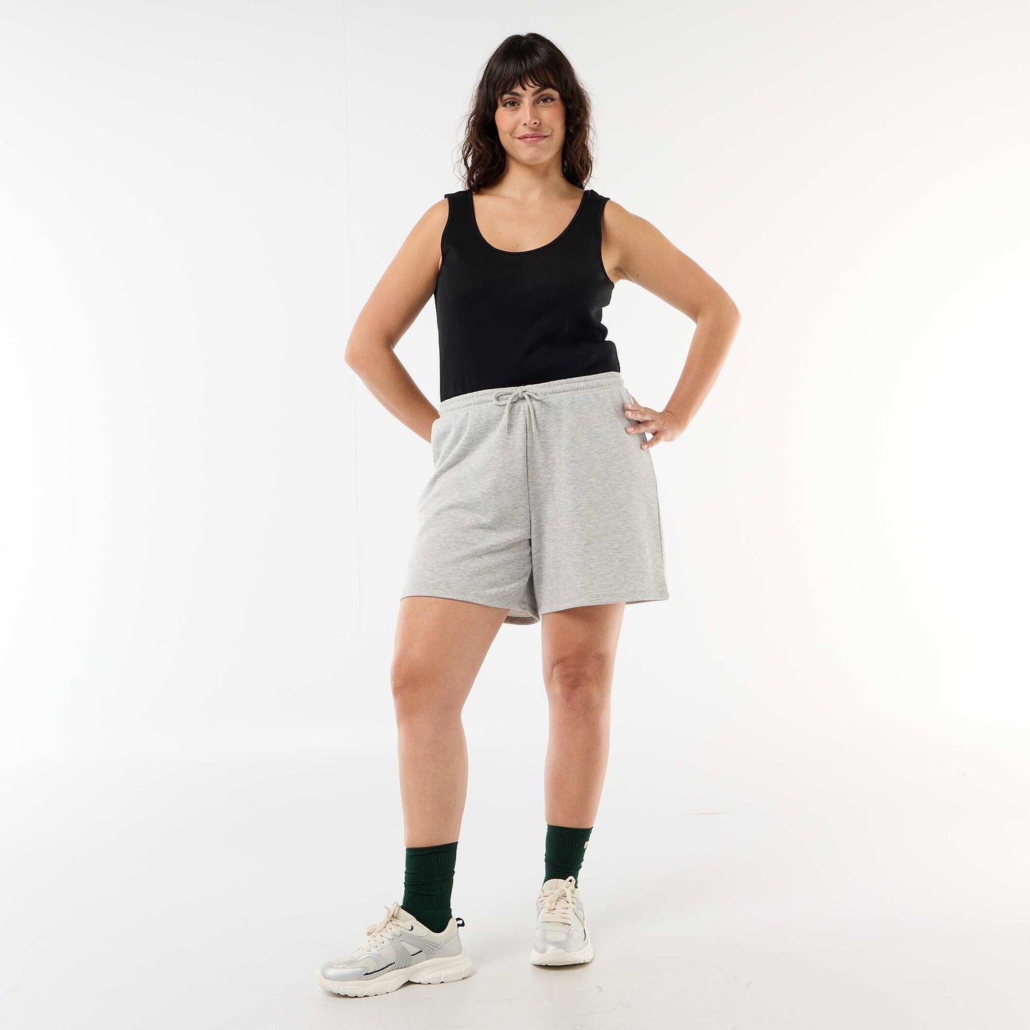 Short en molleton léger uni GRIS