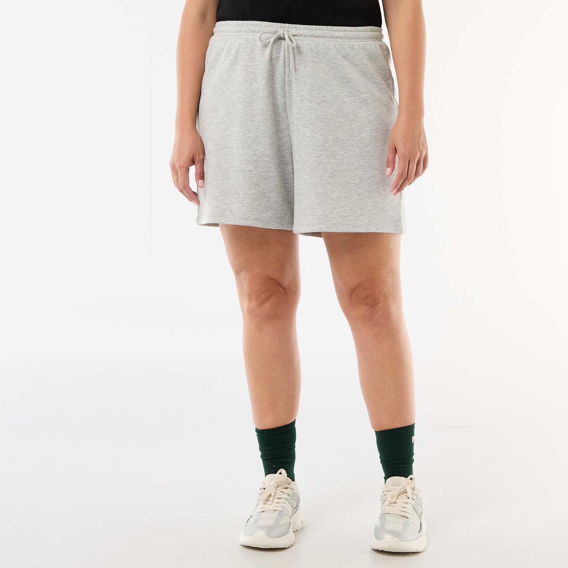 Short en molleton léger uni GRIS