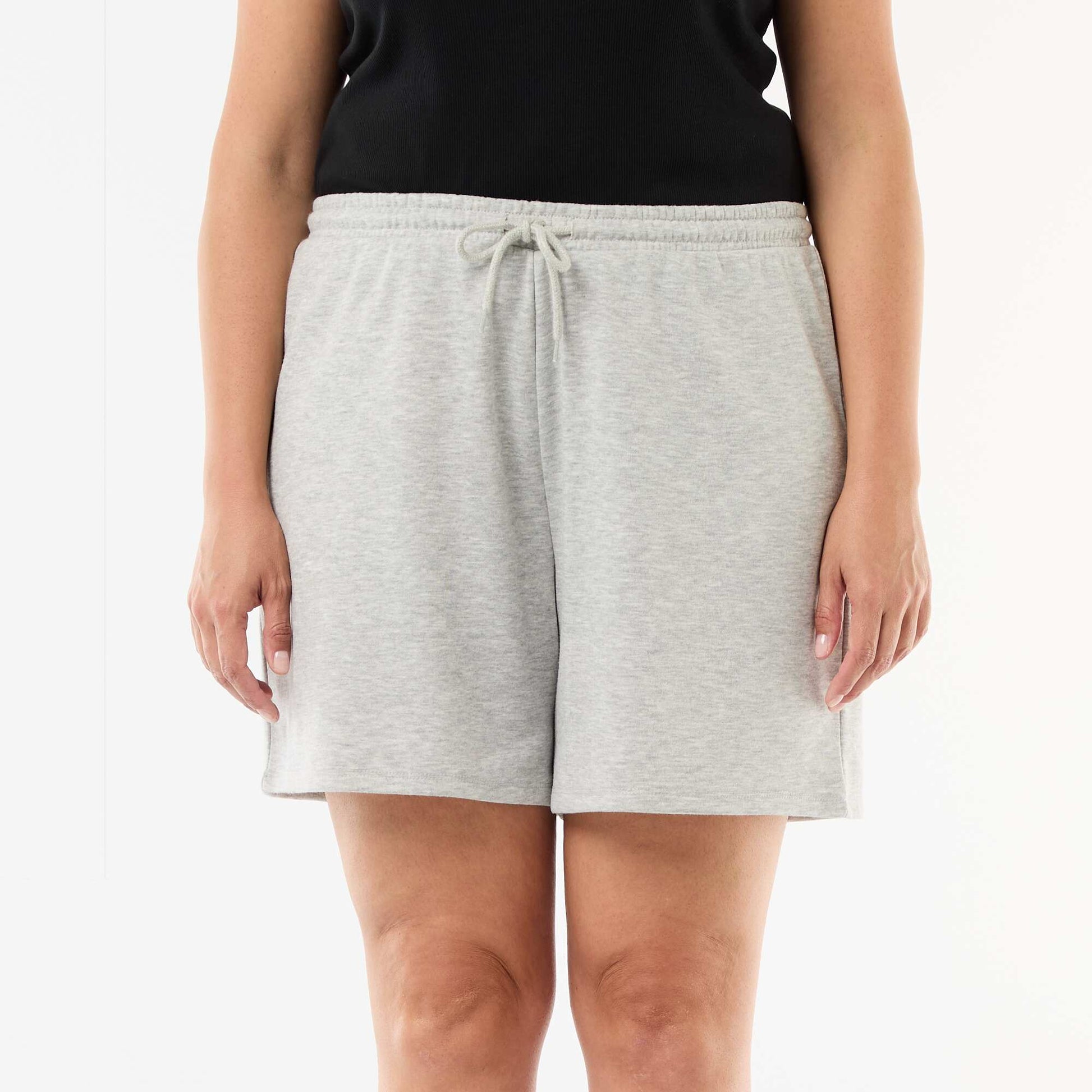 Short en molleton léger uni GRIS