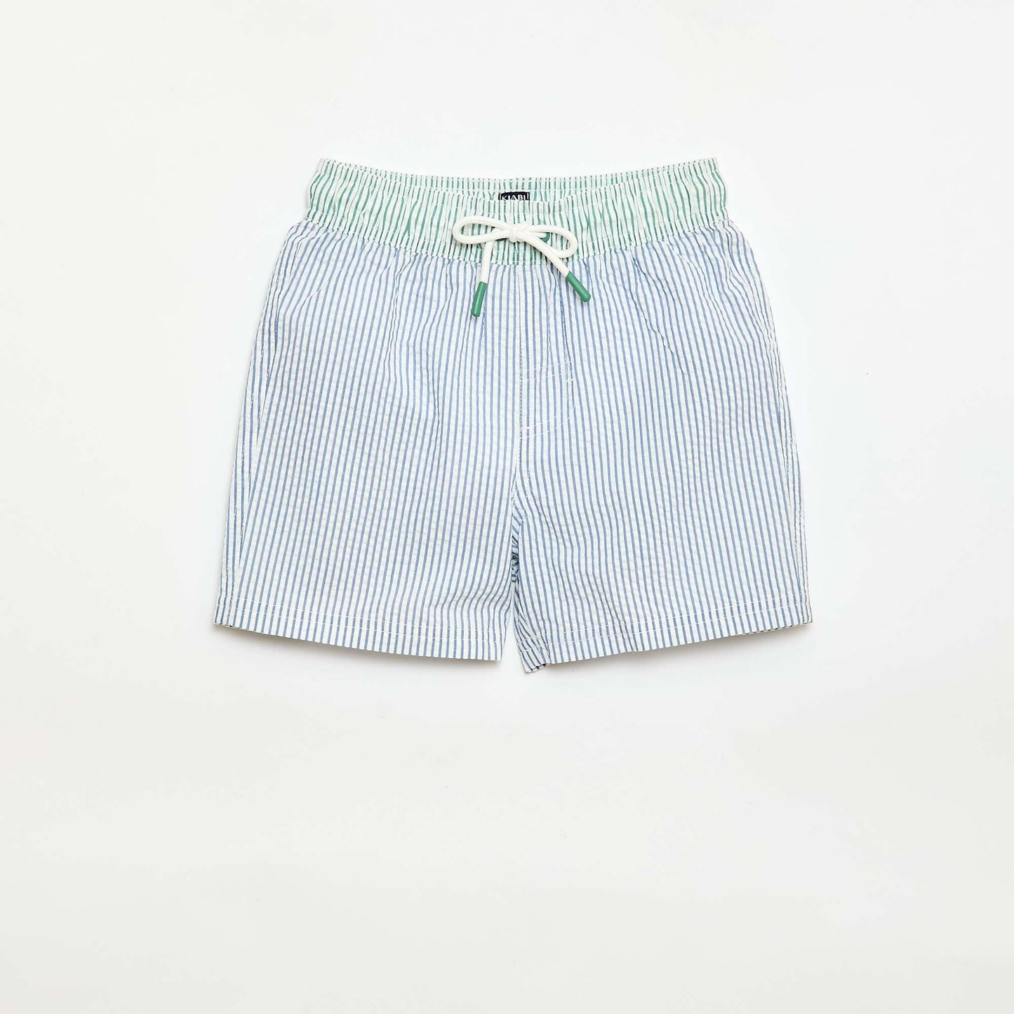 Short de bain rayé avec cordons de serrage BLEU