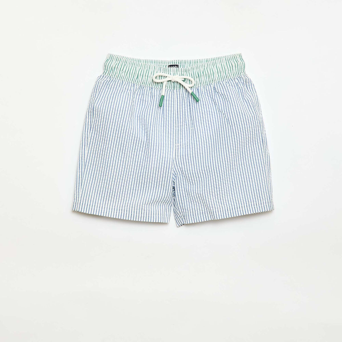 Short de bain rayé avec cordons de serrage BLEU
