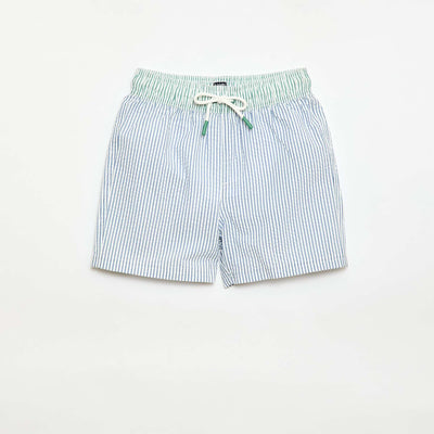 Short de bain rayé avec cordons de serrage BLEU