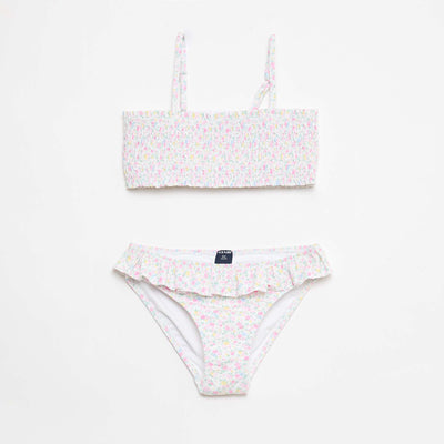 Maillot de bain smock fleuri - 2 pièces BLANC