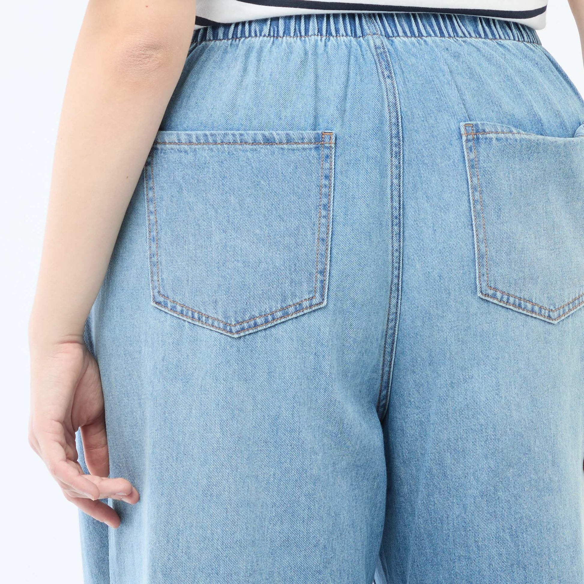 Pantalon denim / jean  taille basse et coupe large BLEU