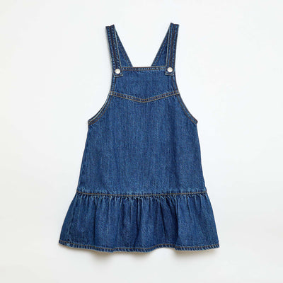 Robe salopette courte en jean BLEU