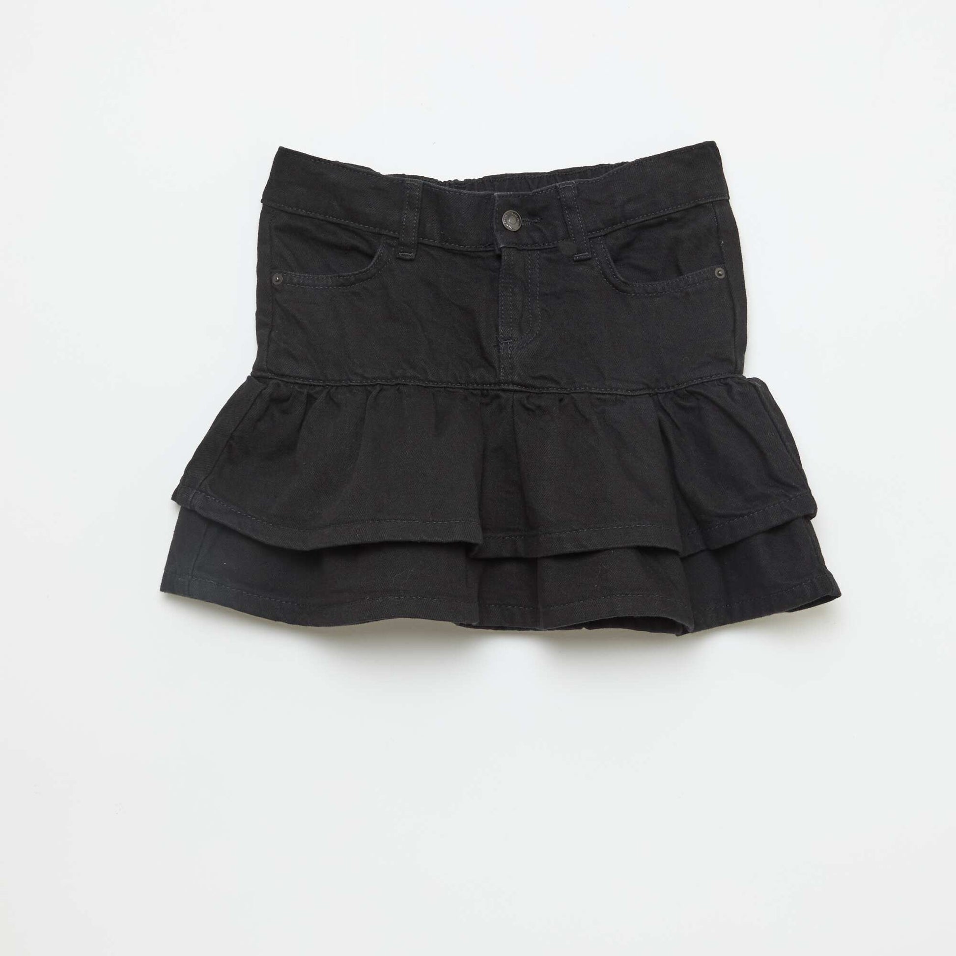 Jupe en denim avec volants NOIR