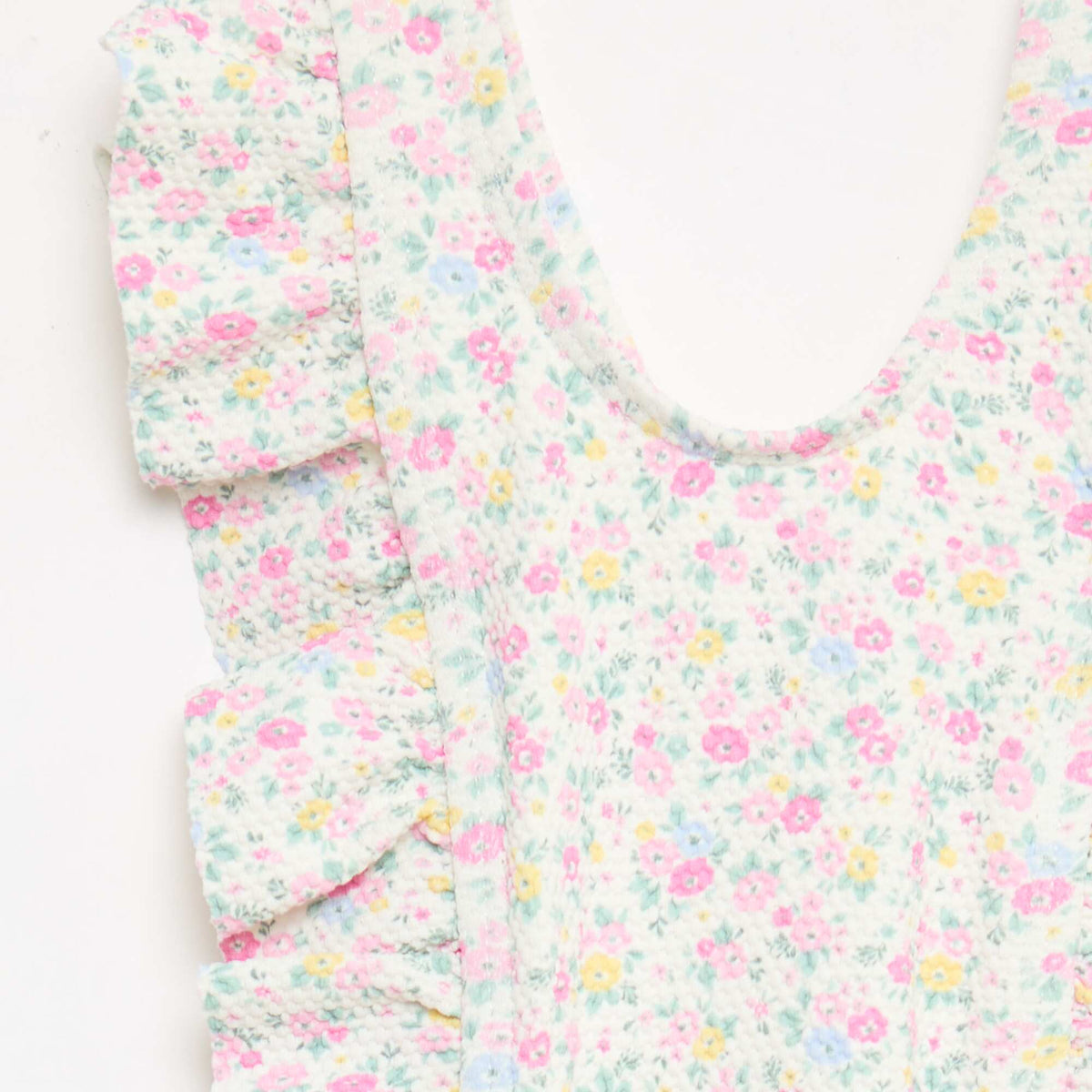 Maillot de bain à motif et volants BLANC