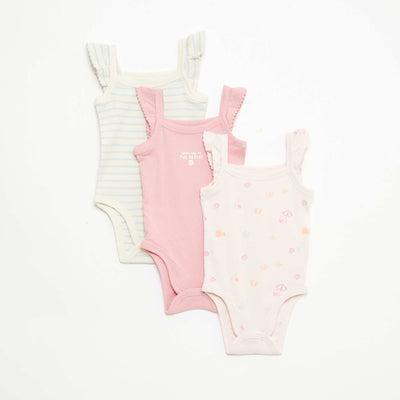 Lot de 3 bodies sans manches ROSE