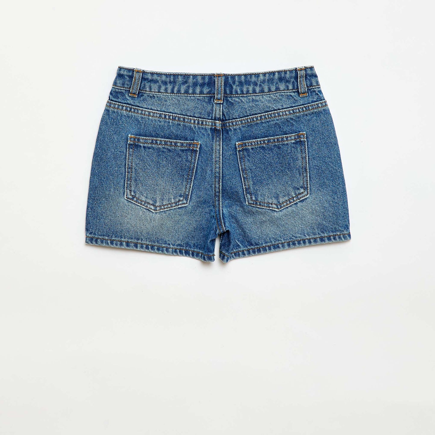 Short en denim taille haute BLEU