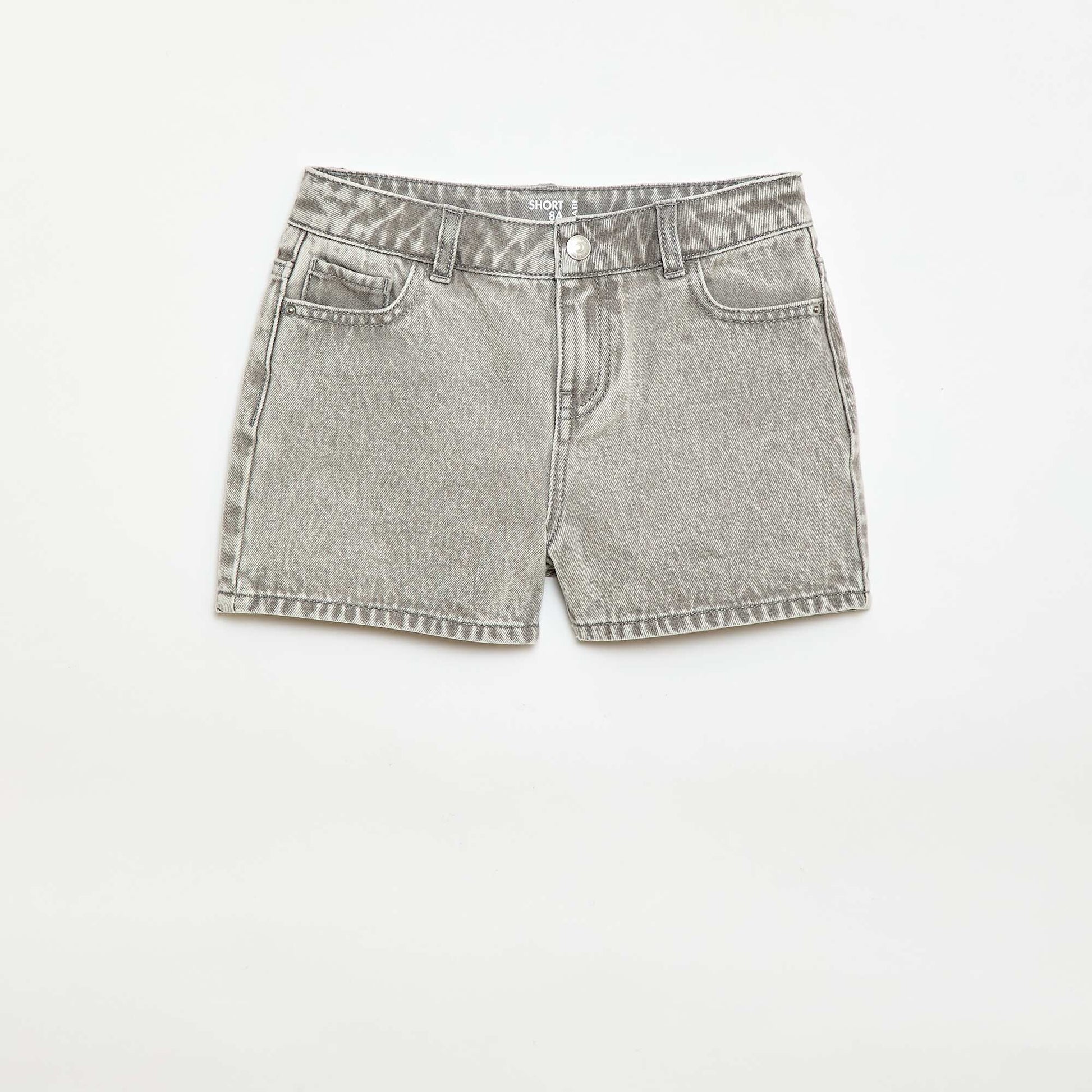 Short en denim taille haute GRIS