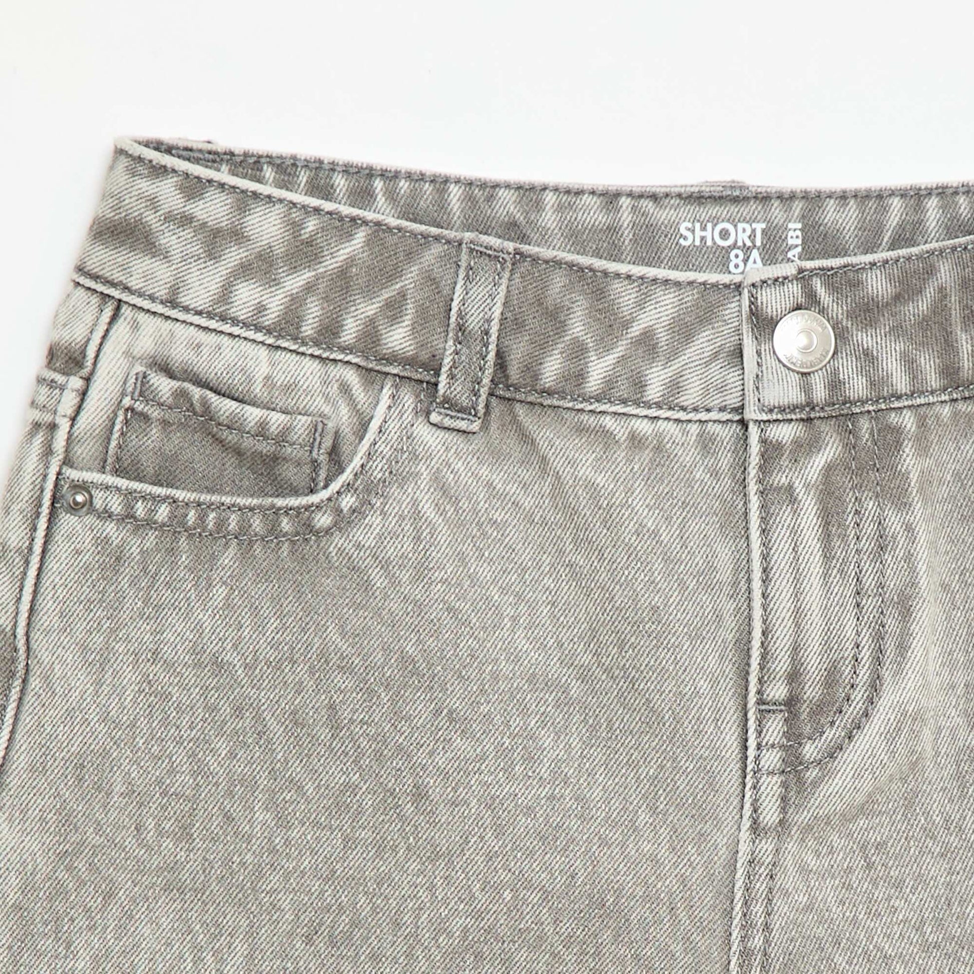 Short en denim taille haute GRIS