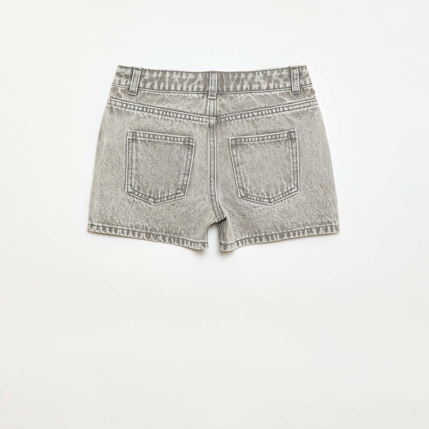 Short en denim taille haute GRIS