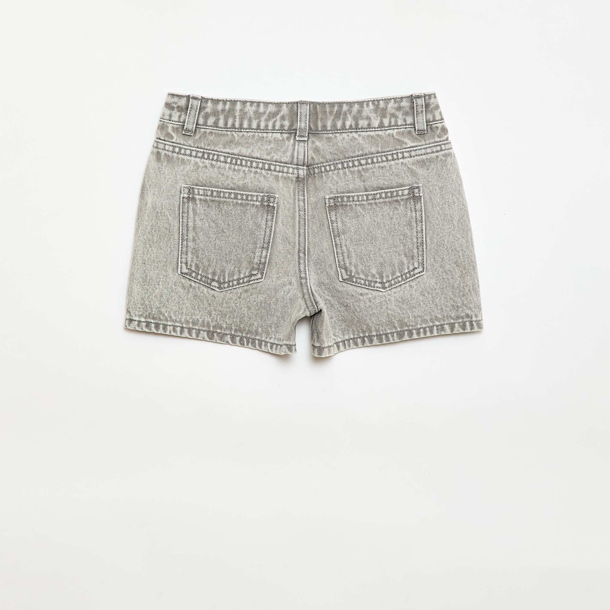 Short en denim taille haute GRIS
