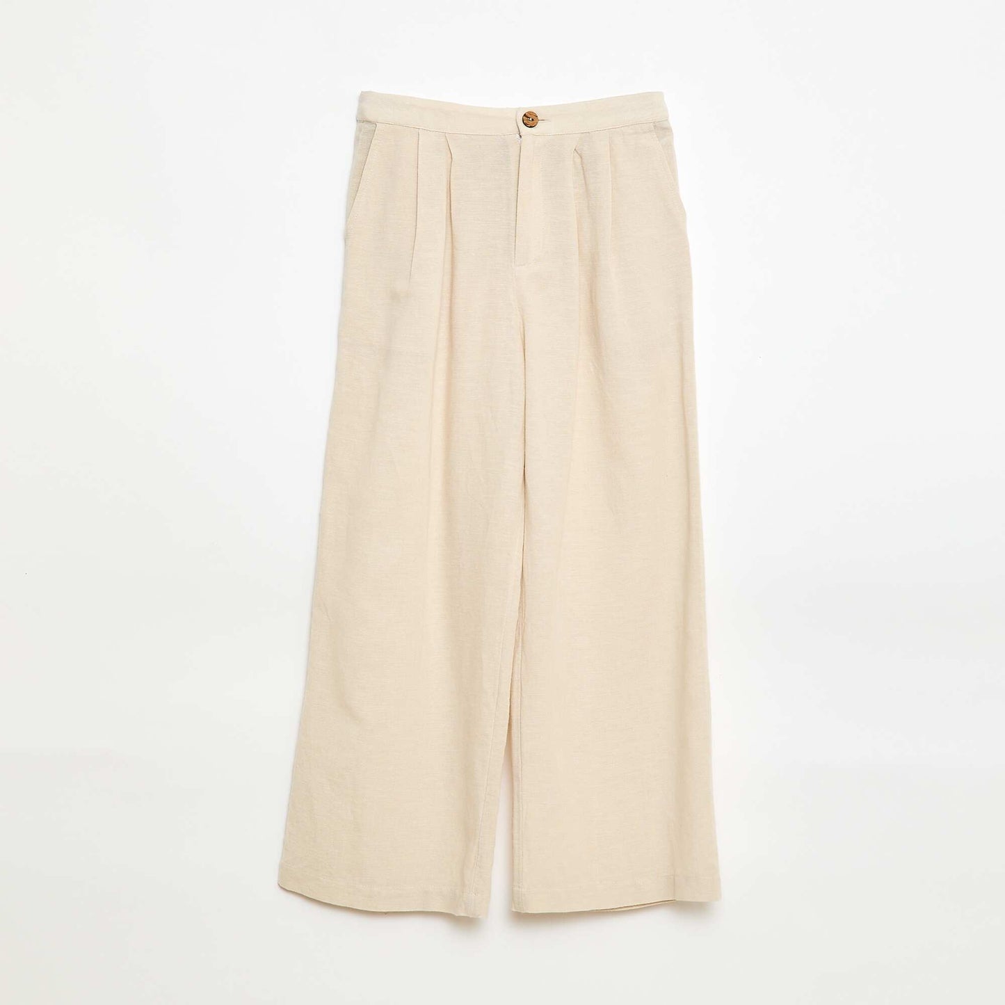 Pantalon large en lin mélangé BLANC