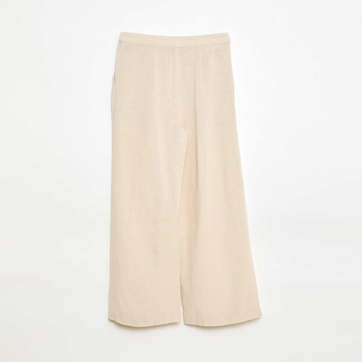 Pantalon large en lin mélangé BLANC