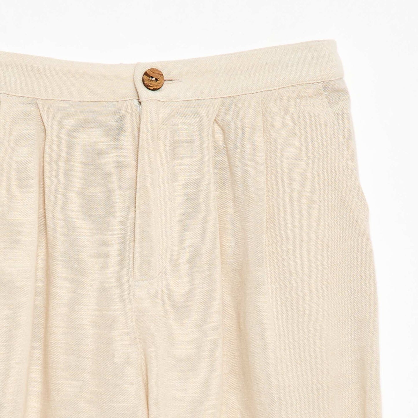 Pantalon large en lin mélangé BLANC